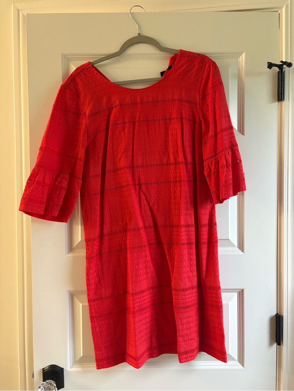 J. Crew Orange Red Eyelet Shift Dress